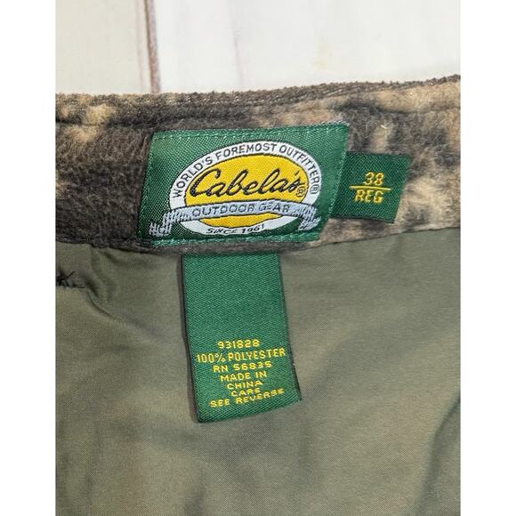 Cabelas Pants Men's 38 Regular Camo Hunting Fleece Cargo Pocket 100% Polyester - Picture 3 of 5